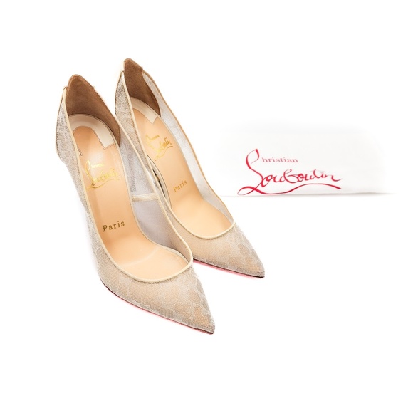 Christian Louboutin Pigalace Satin Lace Off White Wedding Heels Pumps EU 37 - Picture 8 of 8